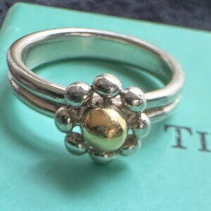 Tiffany & Co 18k Gold 925 Paloma Picasso Jolie Flower Ring Size 6.5 w/ Box